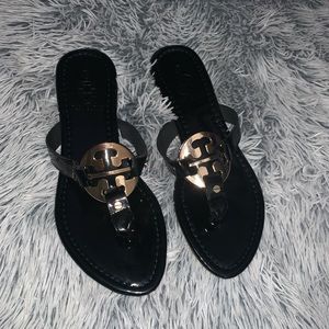 New Tory Burch Black and Gold Sandals